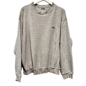 Fila Size XXL Gray Long Sleeve Cotton Blend Logo Sweatshirt Vintage y2k 90s